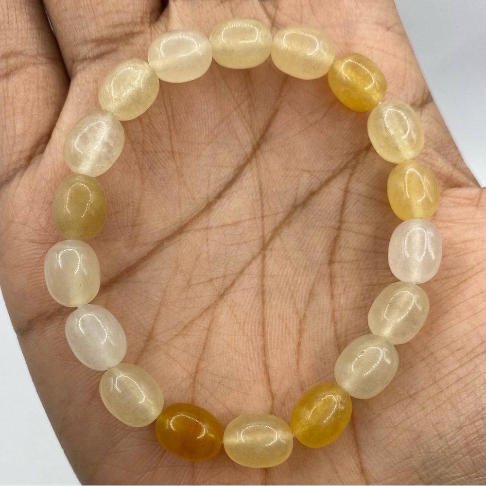 Yellow Jade Barrel Crystal Bracelet 8mm